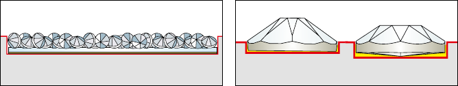 Indentation cavity for flat-backed Swarovski products