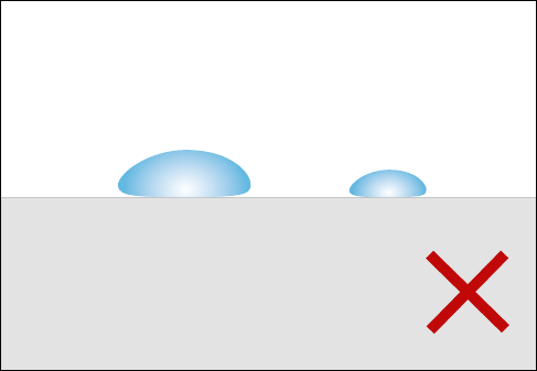 Water drops pearling off carrier material