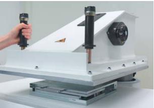 Rose Pin mold closed and placed in a hydraulic press