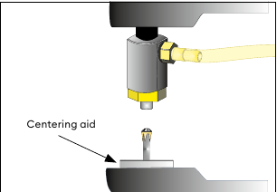 Centering aid for positioning Rose Pin art. 53 301 in the upper die
