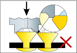 Insufficient minimum gaps between mechanically applied products