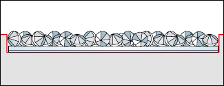 Indentation cavity for flat-back rows