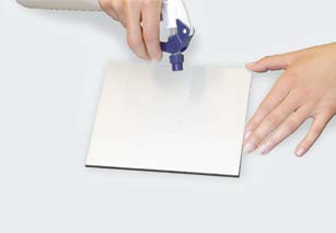 Moistening a cleaned surface with soap water