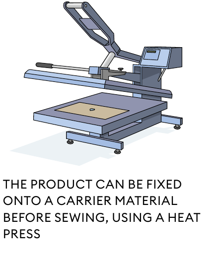 Crystal Texture Foil Overlay fixed to a carrier material before sewing using a heat press