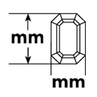 Diagram showing millimeter measurements of a geometric crystal component