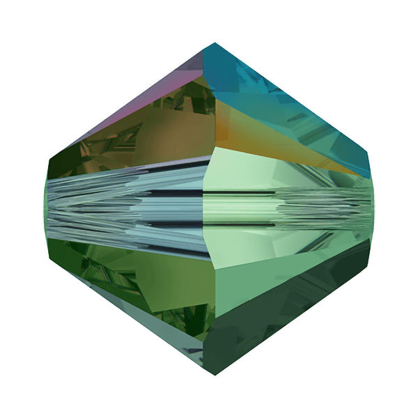 Swarovski Crystal Beads 5328 6 mm Emerald AB 2X