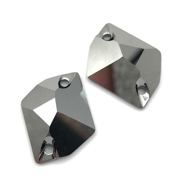 Swarovski Sew-on Crystal 3265 20 x 16 mm Jet Metallic Silver