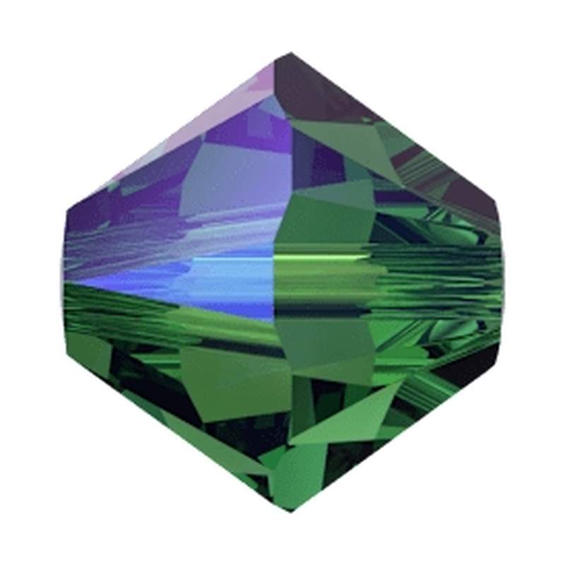 Swarovski Crystal Beads 5328 6 mm Emerald Shimmer 2X