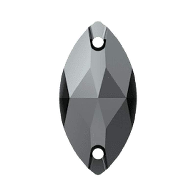 Swarovski Sew-on Crystals 3223 18 x 9 mm Jet Hematite F